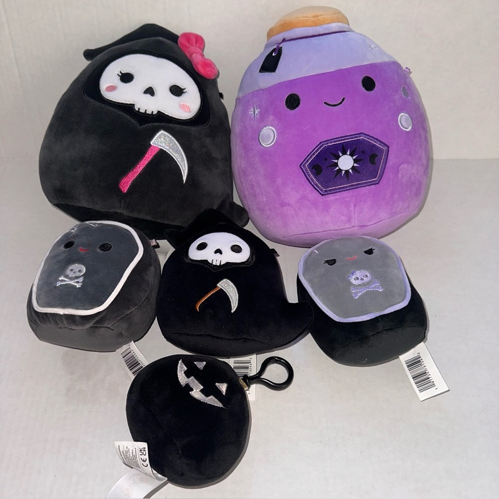 Halloween Squishmallow Lot Kensington Purple Potion, Jane Grim Reaper Etc